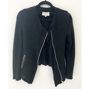 IRO Women’s Black Tweed Jacket with Zipper and Pockets Size:36 Great Con…